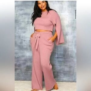 Eloquii Mauve Knit Crop Sweater, sz 22/24
